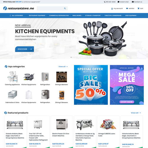 Restaurant website with the title 'Ecommerce website for RestaurantStore'