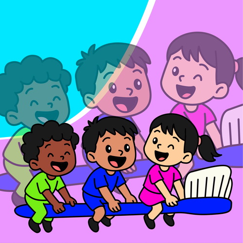 Toothbrush logo with the title 'Cartoon kids mascot logo'