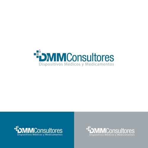 Square font logo with the title 'Winning logo designed for a healthcare consulting business in Mexico. [July 2016] '