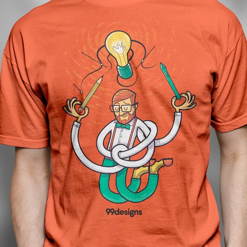 Creative t-shirt with the title '99designs New T-shirt'