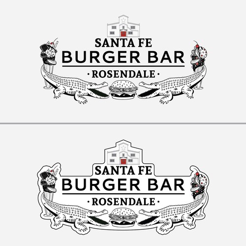 Alligator logo with the title 'Logo Concept for Santa Fe Burger Bar - Seventh Pass'
