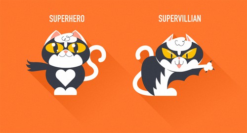 Superhero artwork with the title 'Cat character'