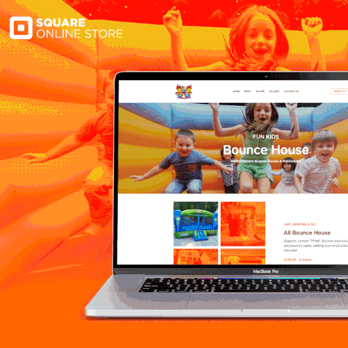 Atom design with the title 'Bounce House for Square Services Online'