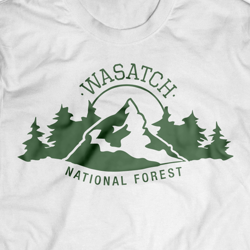 Green t-shirt with the title 'Wasatch National Forest T Shirt Design'