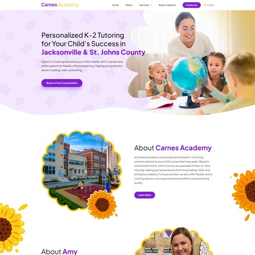 Geometric website with the title 'K-2 Tutoring Service Homepage'