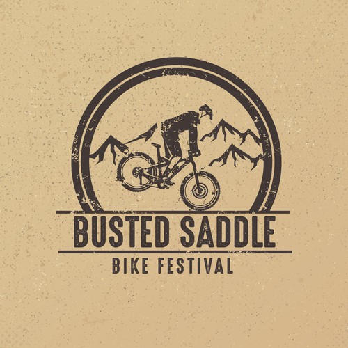 Mountain biking logo with the title 'Grunge Logo For Bike Festival'