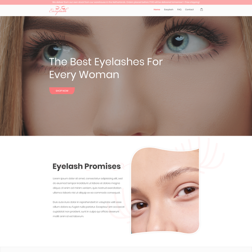 Eyelash design with the title 'Branded beauty Shopify theme design contest!'