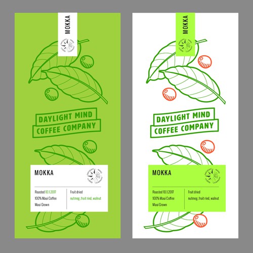 Coffee packaging with the title 'Package Design for Daylight Mind Coffee Company'