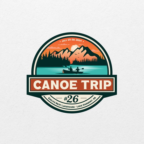 Canoe design with the title 'Canoe Trip #26'