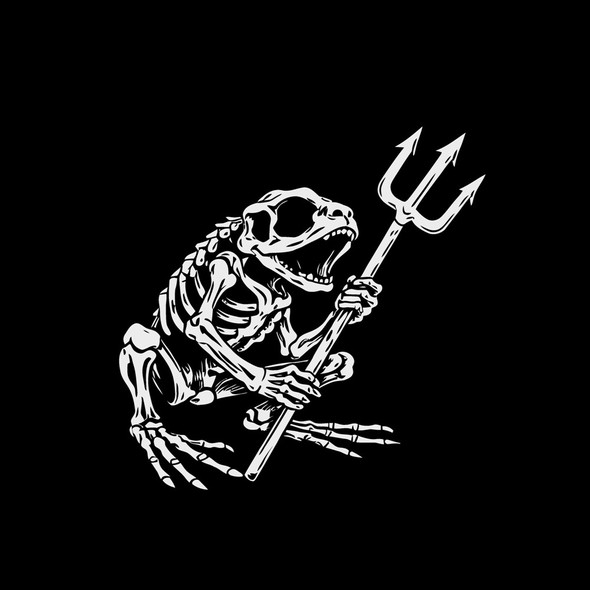 Vector design with the title 'frog skeleton'