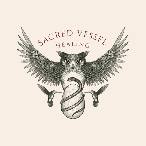 Hummingbird logo with the title 'Sacred Vessel Logo design'