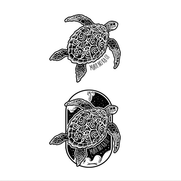 Sea turtle design with the title 'Sea Turtle Maui Design'