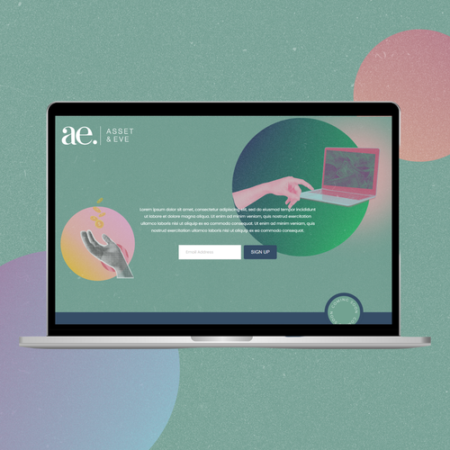 Pop art design with the title 'Asset & Eve Landing Page'