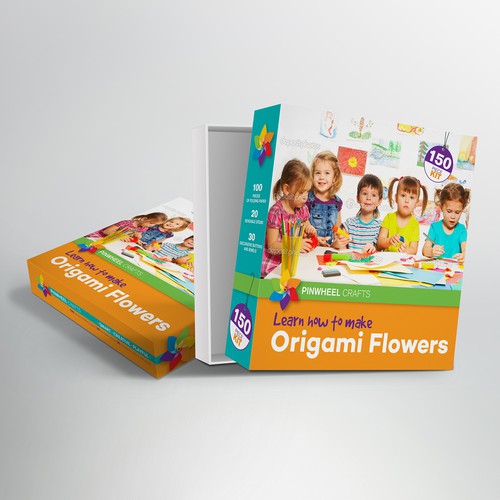 Children's packaging with the title 'Origami flowers Box'