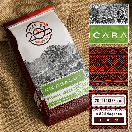 Artisanal packaging with the title 'Coffee 305'