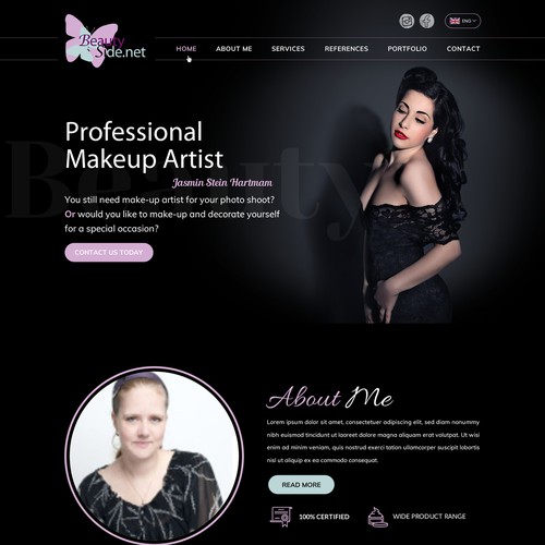HTML5 design with the title 'Contemporary Wordpress website for Beauty Makeup Artist'