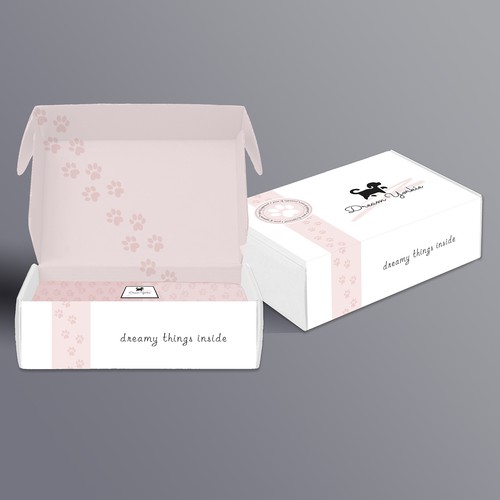Subscription box packaging with the title 'Packaging for dog themed subscription box'
