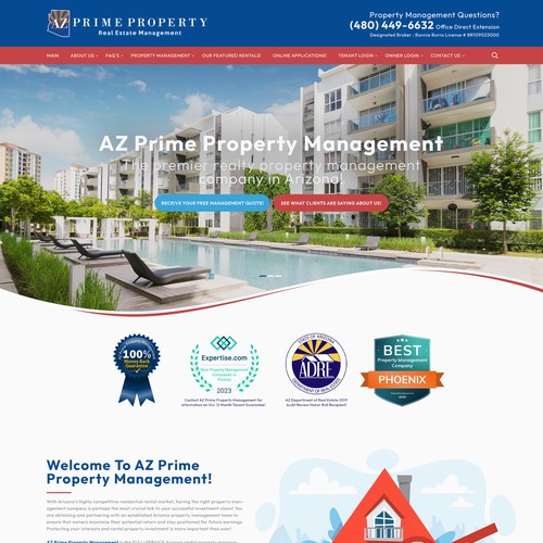 Infographic website with the title 'AZ Prime Property Real Estate Management - Website design'