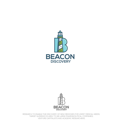 Lighthouse design with the title 'Beacon Discovery line art logo 2'