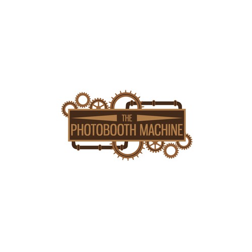 Engine design with the title 'Create a nostalgic, steampuck inspired logo for The Photobooth Machine'