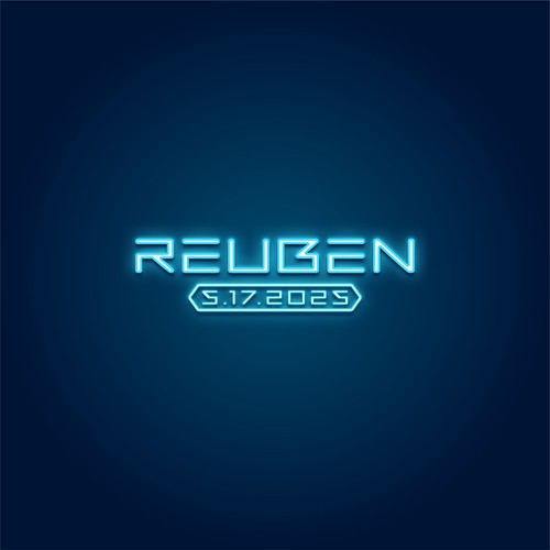 Neon logo with the title 'Logo design for REUBEN'