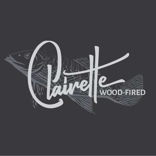 Seafood logo with the title 'Wood Fired Seafood Restaurant'
