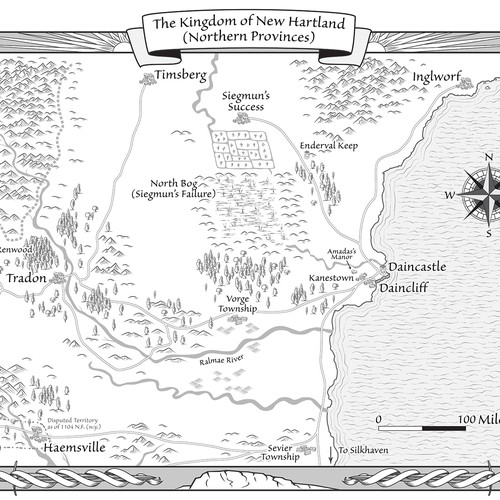 Map design with the title 'Map for fantasy novel'