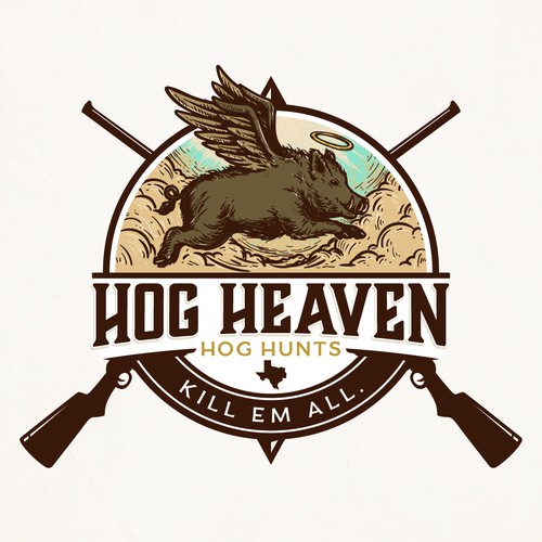 Hog design with the title 'Hog Heaven Hog Hunts'