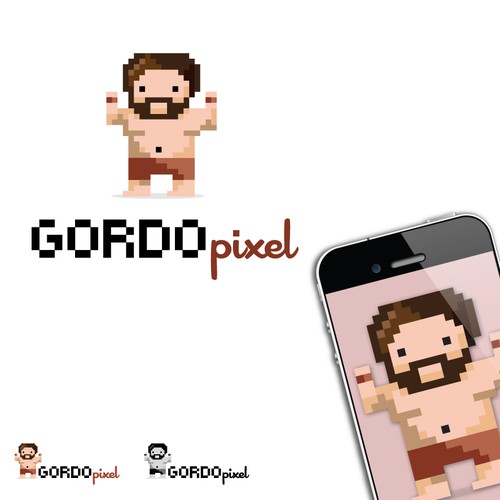 Pixel art design with the title 'Gordo Pixel needs a new logo'