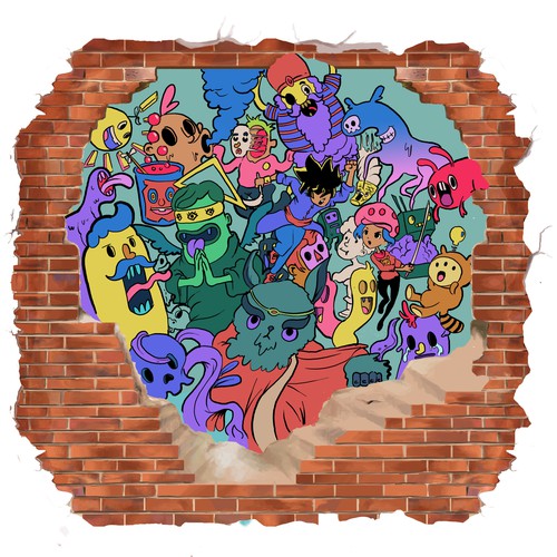 Pop Art illustration with the title 'Proposal for mural'