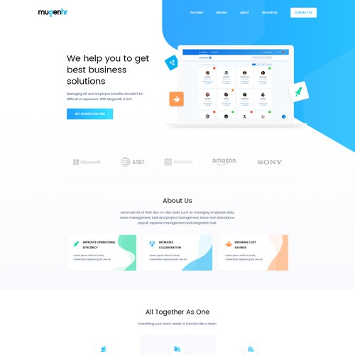 HR design with the title 'MugenHR - Website Design'
