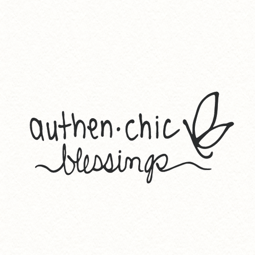 Handwritten logo with the title 'authen-chic blessings'