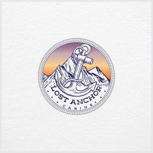 Corporate identity logo with the title 'Logo concept for LOST ANCHOR CABINS'
