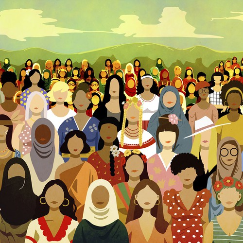 Feminist design with the title 'Beautifully Diverse (Puzzle)'