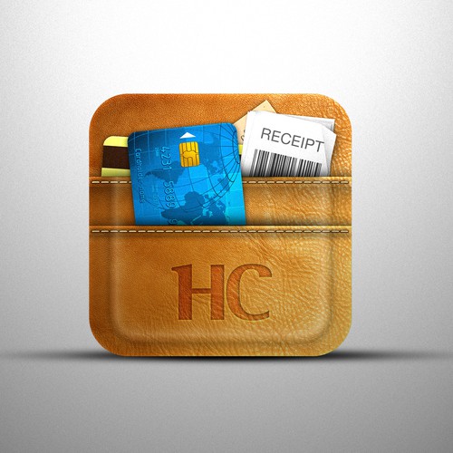 Wallet design with the title 'Your help is required for a new iPhone app icon'
