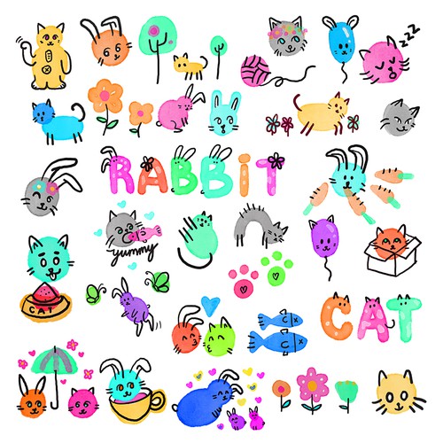 Japanese artwork with the title 'Stickers for Photo Collage App'