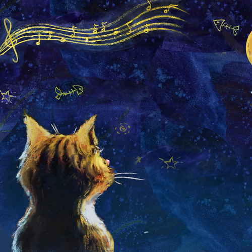 Night sky design with the title 'Illustration for the kids book'
