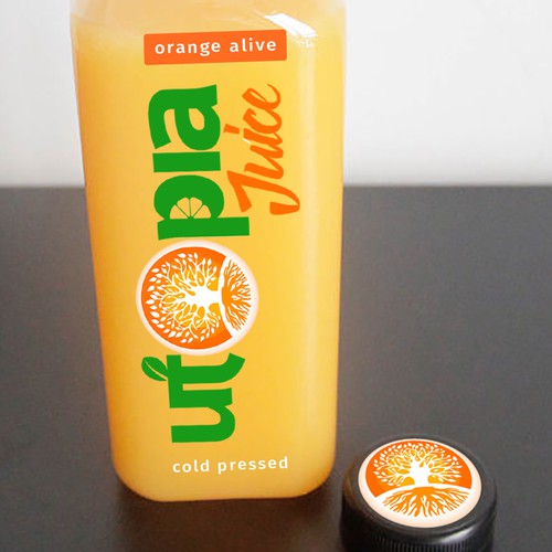 Juice label with the title 'Utopia Juice label'
