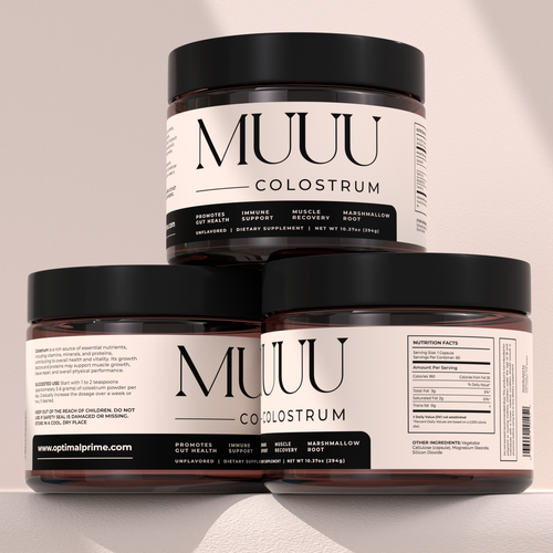 Product label with the title 'An aesthetic label for Colostrum Product'