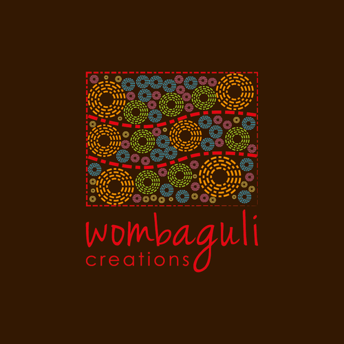 Complex logo with the title 'Wombaguli Creations '