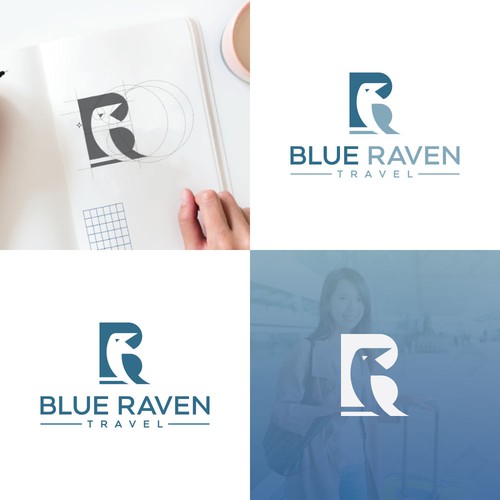 Raven logo with the title 'Blue Raven Travel Logo'
