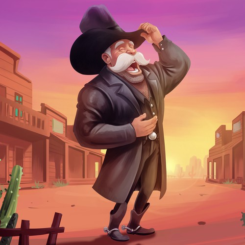 Children artwork with the title 'Cowboy Character Illustration'