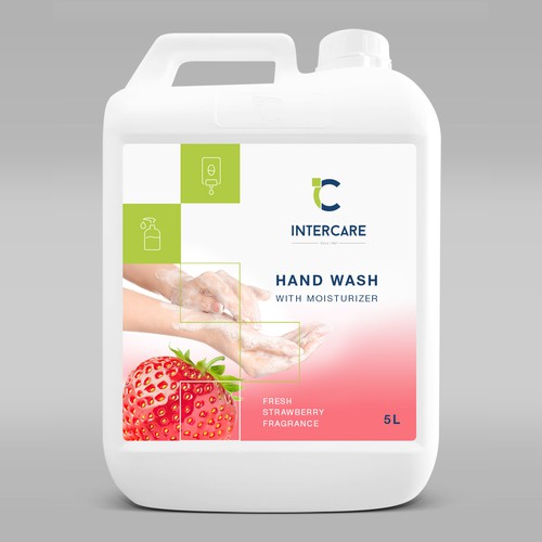 Cosmetics label with the title 'Fresh Strawberry Hand Wash Label design'