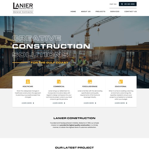 Construction website with the title 'Website Concept for Construction Company'