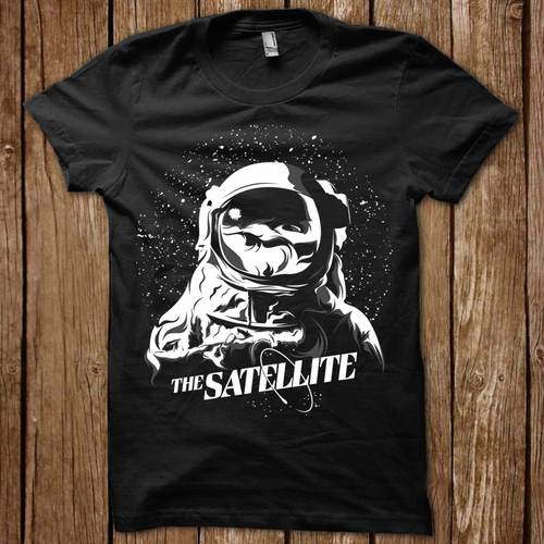 Astronaut t-shirt with the title 'The Satellite Bar Shirt Design'