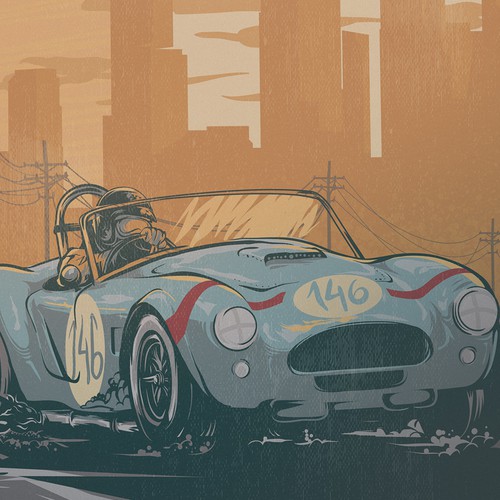 Car illustration with the title 'Vintage automotive poster '