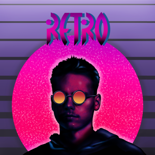 Digital illustration with the title '80s rap album cover'