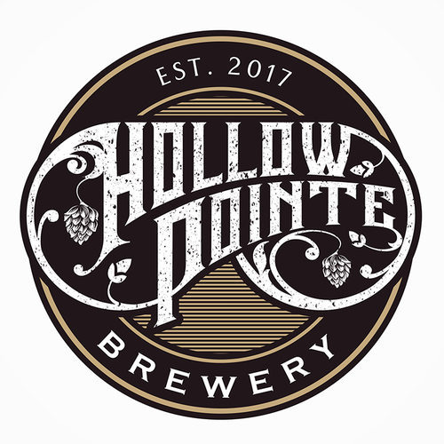 Brewery logo with the title 'Vintage logo for Hollow Pointe Brewery'