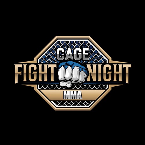 Jiu-jitsu logo with the title 'CAGE FIGHT NIGHT MMA LOGO'