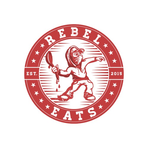 Heavy metal logo with the title 'Rebel Eats'